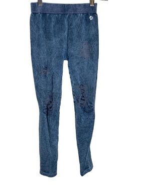avocado Blue Distressed Denim-Style Jeggings